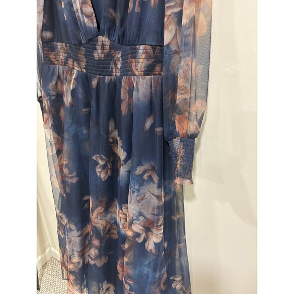 Baltic Born Floral Maxi Dress 3XL Blue Sheer Boho Romantic Cottagecore - Picture 5 of 8
